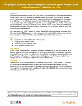 Emis) to Capture Maternal Hypertension and Diabetes Services