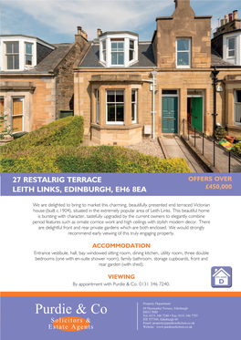 27 Restalrig Terrace Leith Links, Edinburgh, Eh6