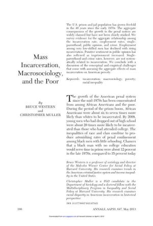 Mass Incarceration, Macrosociology, and the Poor 167