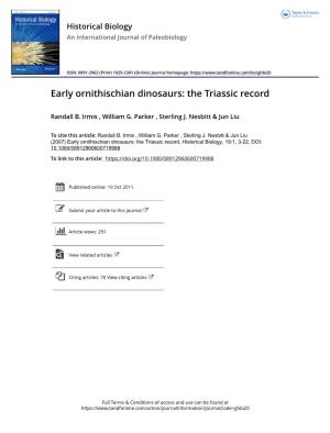 Early Ornithischian Dinosaurs: the Triassic Record