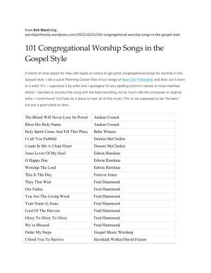 101 Congregational Worship Songs in the Gospel Style