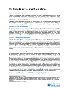 The Right to Development at a Glance