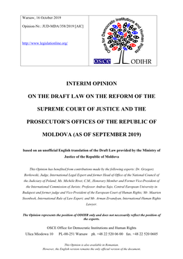 Interim Opinion on the Draft Law on the Reform of the Supreme Court Of