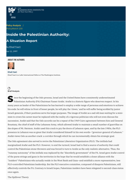 Inside the Palestinian Authority: a Situation Report by Ehud Yaari