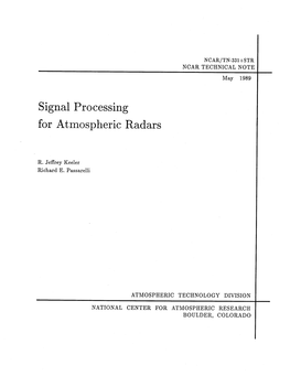 Signal Processing for Atmospheric Radars