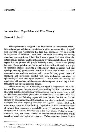 Cognitivism and Film Theory Edward S. Small