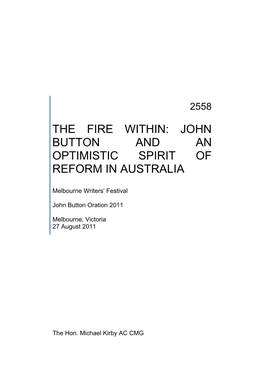 2558 the Fire Within: John Button and an Optimistic Spirit of Reform In