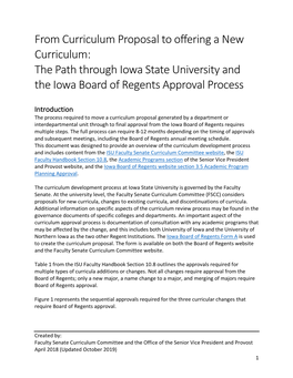 From Curriculum Proposal to Offering a New Curriculum: the Path Through Iowa State University and the Iowa Board of Regents Approval Process