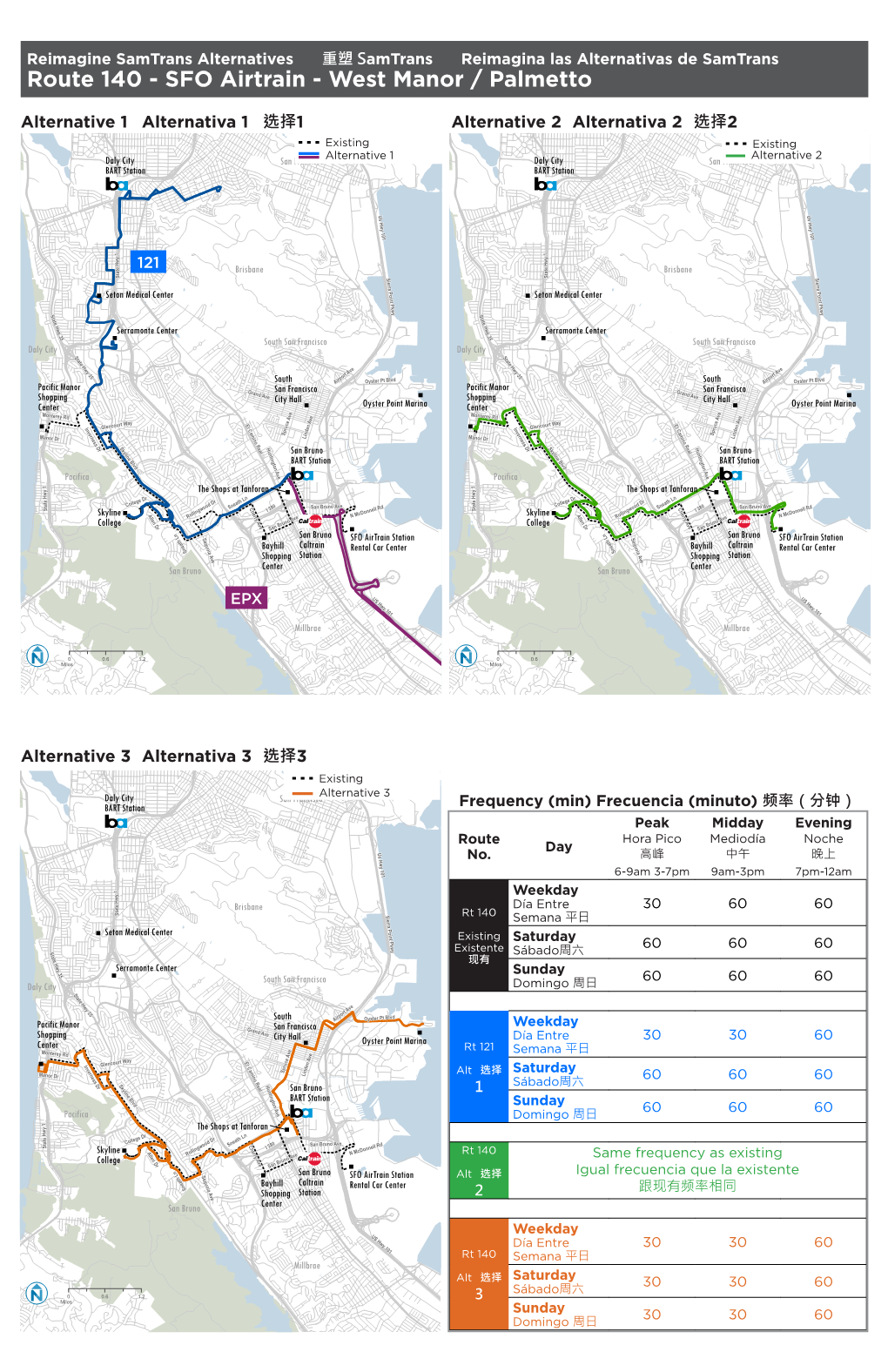 Route 140 - SFO Airtrain - West Manor / Palmetto