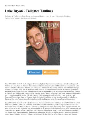 [Download Pdf Ebook] Luke Bryan - Tailgates Tanlines Luke Bryan - Wikipedia Early Life