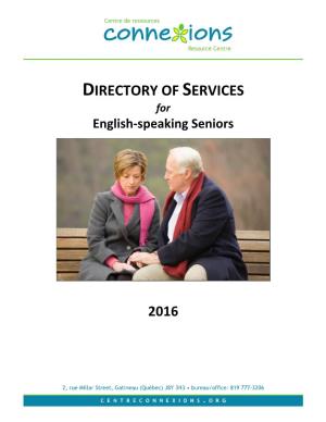 DIRECTORY of SERVICES for English-Speaking Seniors