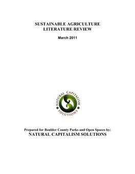 Sustainable Agriculture Literature Review