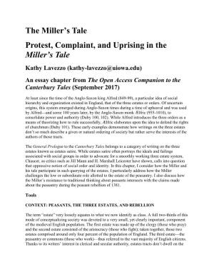 The Miller's Tale Protest, Complaint, and Uprising in the Miller's Tale
