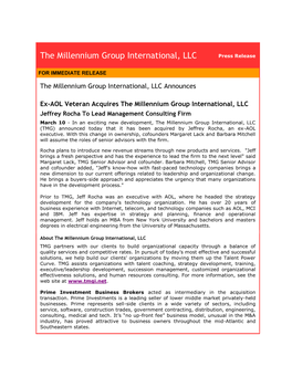 The Millennium Group International, LLC Press Release