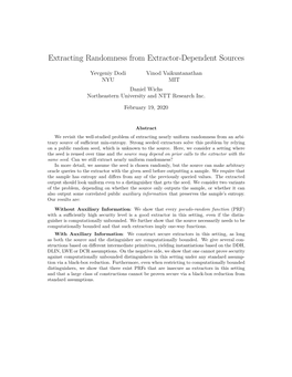 Extracting Randomness from Extractor-Dependent Sources