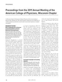 Proceedings from the 2011 Annual Meeting of the American College of Physicians, Wisconsin Chapter