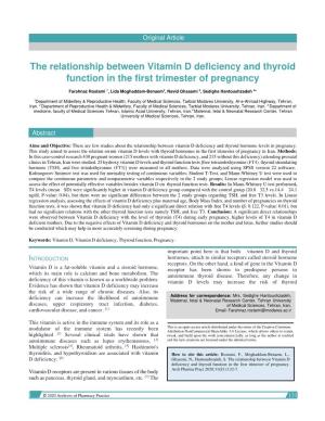 The Relationship Between Vitamin D Deficiency and Thyroid Function in the First Trimester of Pregnancy