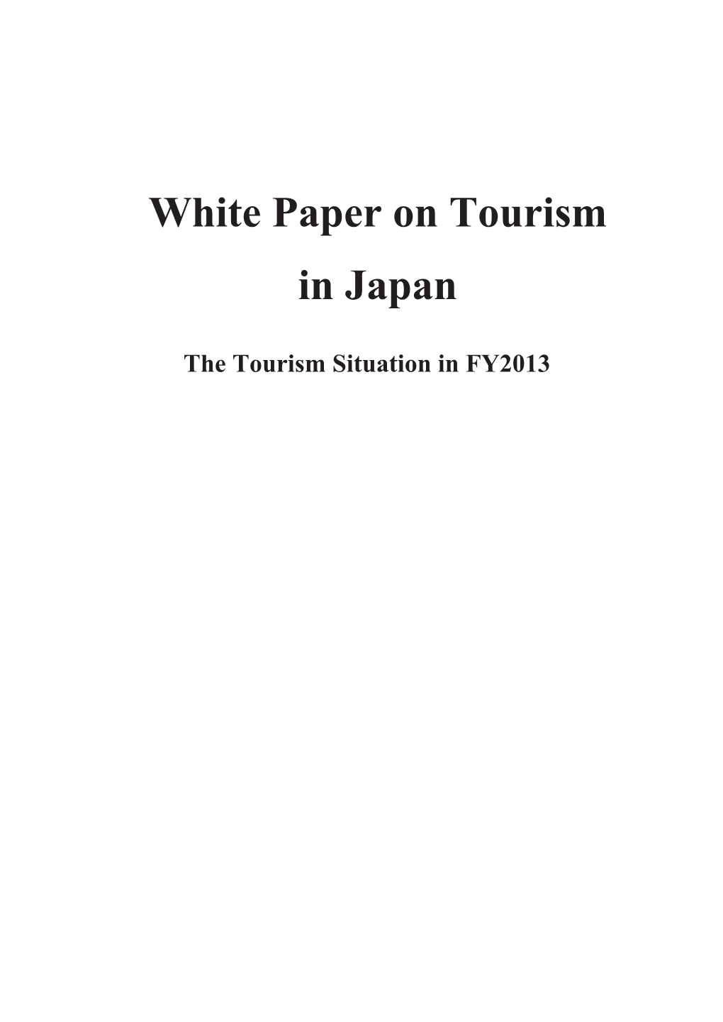 White Paper on Tourism in Japan