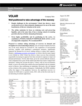 VOLAR Well Positioned to Take Advantage of the Recovery @Analisis Fundam