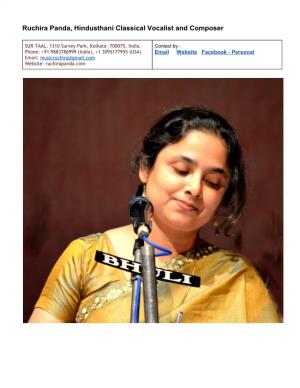 Ruchira Panda, Hindusthani Classical Vocalist and Composer