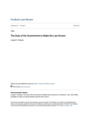 The Duty of the Government to Make the Law Known