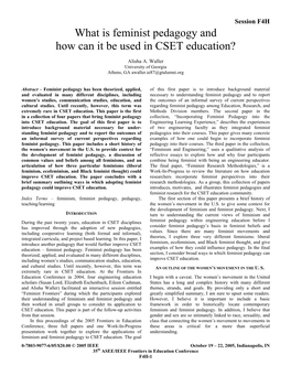 What Is Feminist Pedagogy and How Can It Be Used in CSET Education?