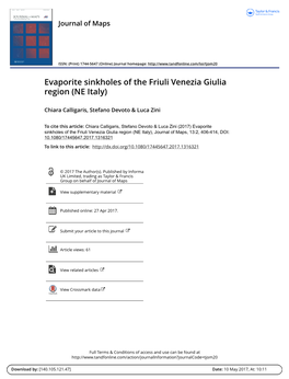 Evaporite Sinkholes of the Friuli Venezia Giulia Region (NE Italy)