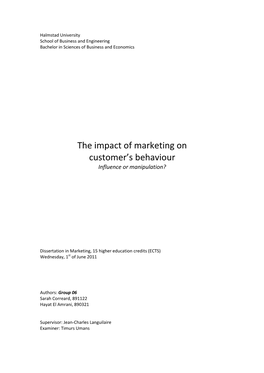 The Impact of Marketing on Customer's Behaviour