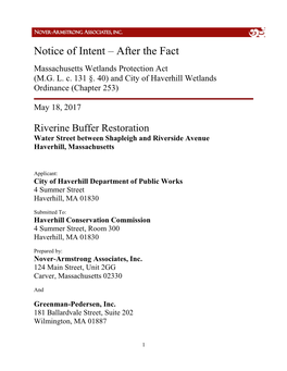 Notice of Intent – After the Fact