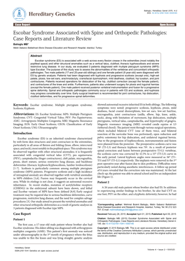 Escobar Syndrome Associated with Spine and Orthopedic Pathologies