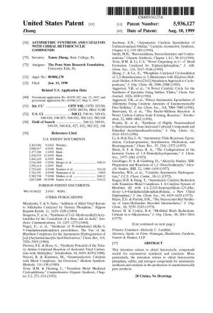 United States Patent (19) 11 Patent Number: 5,936,127 Zhang (45) Date of Patent: Aug