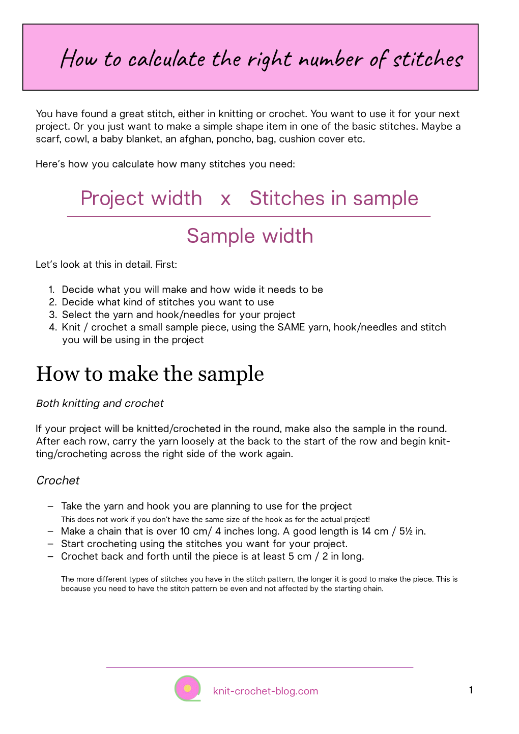 How to Calculate the Right Number of Stitches