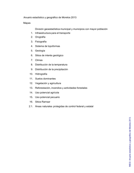 Anuario Estadístico Y Geográfico De Morelos 2013. Mapas
