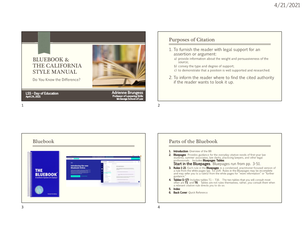 Bluebook & The California Style Manual - DocsLib