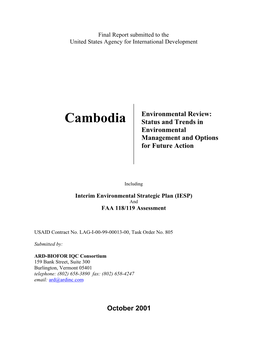 Cambodia Status and Trends in Environmental Management and Options for Future Action