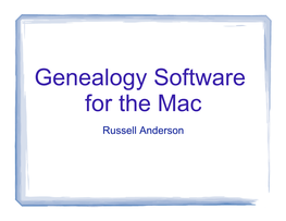 Mac Genealogy Software Review Process