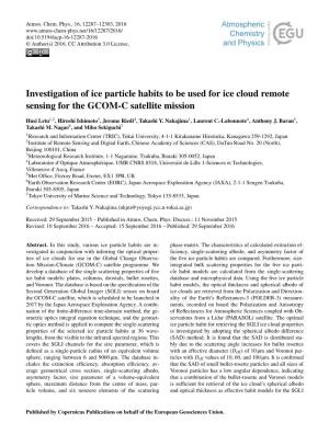 Investigation of Ice Particle Habits to Be Used for Ice Cloud Remote Sensing for the GCOM-C Satellite Mission