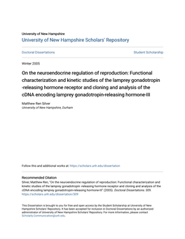 Functional Characterization and Kinetic Studies of the Lamprey Gonadotropin