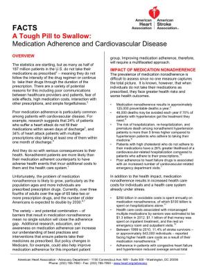 FACTS a Tough Pill to Swallow: Medication Adherence and Cardiovascular Disease