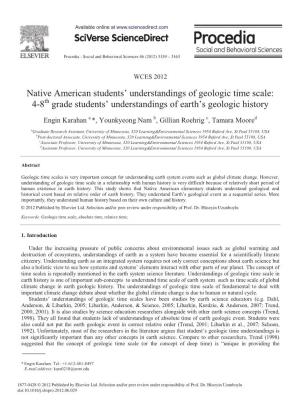 Native American Students' Understandings of Geologic Time Scale