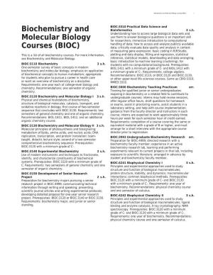 Biochemistry Courses