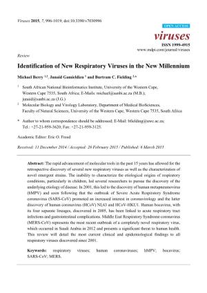 Identification of New Respiratory Viruses in the New Millennium