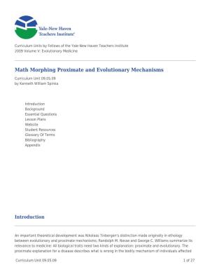 Math Morphing Proximate and Evolutionary Mechanisms