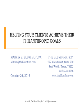 Helping Your Clients Achieve Their Philanthropic Goals
