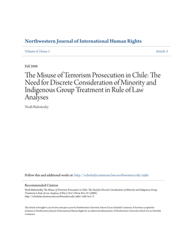 The Misuse of Terrorism Prosecution in Chile: the Need for Discrete Consideration of Minority and Indigenous Group Treatment in Rule of Law Analyses, 6 Nw