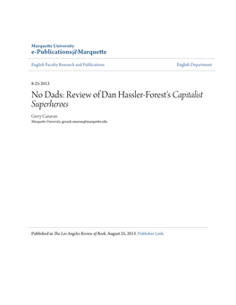 Review of Dan Hassler-Forest's Capitalist Superheroes Gerry Canavan Marquette University, Gerard.Canavan@Marquette.Edu