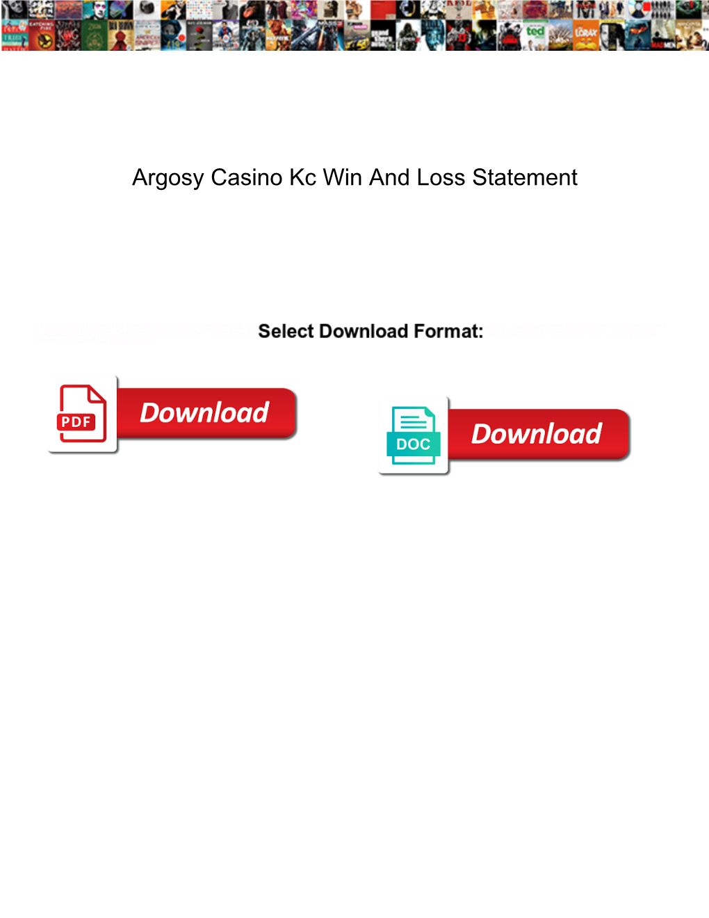 Argosy Casino Kc Win and Loss Statement