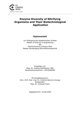 Enzyme Diversity of Nitrifying Organisms and Their Biotechnological Application