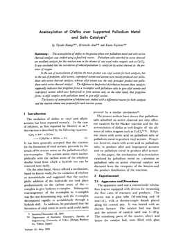 Acetoxylation of Olefins Over Supported Palladium Metal and Salts Catalysts*