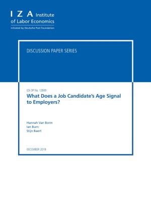 What Does a Job Candidate's Age Signal to Employers?